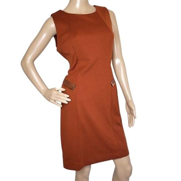 Premise Womens Sleeveless Rust Sheath Dress Size 8 Fall Fashion classic classy - Picture 1 of 6